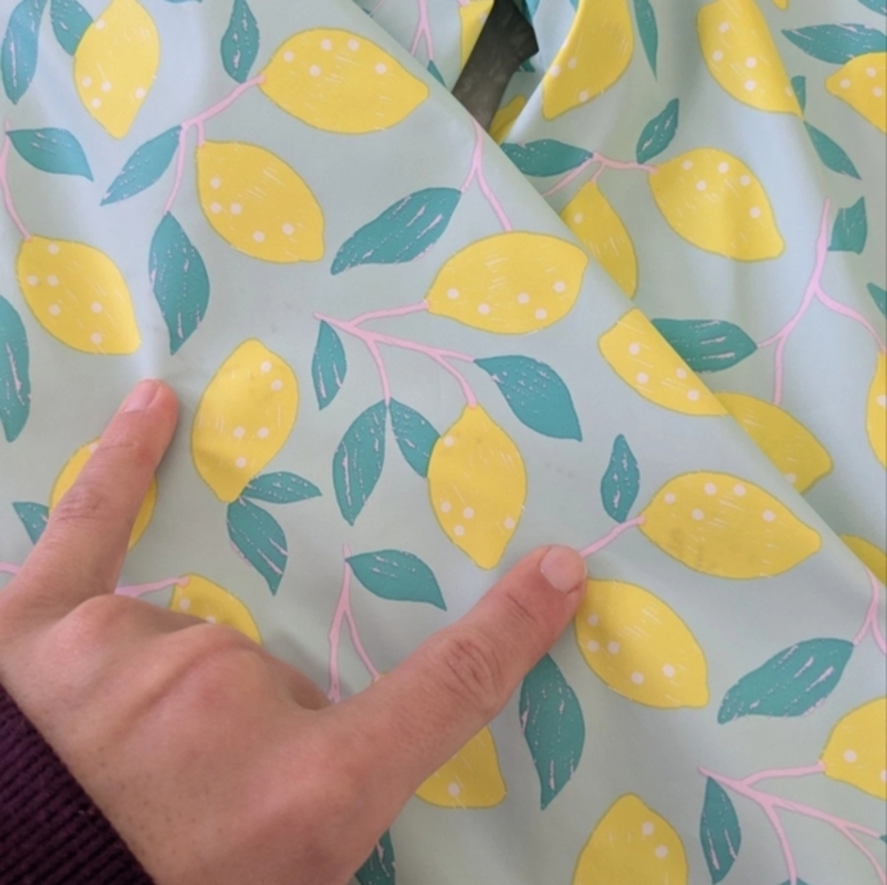 Girls XL (14) Rain Coat Jacket Cat & Jack Mint Lemons Yellow Spring - Picture 4 of 4